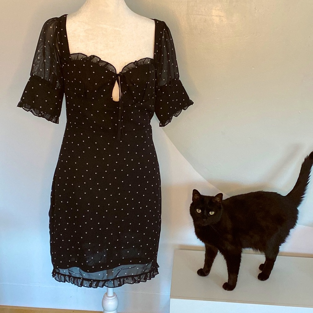 Nasty Gal Black/White Polka Dot Dress Size 6
